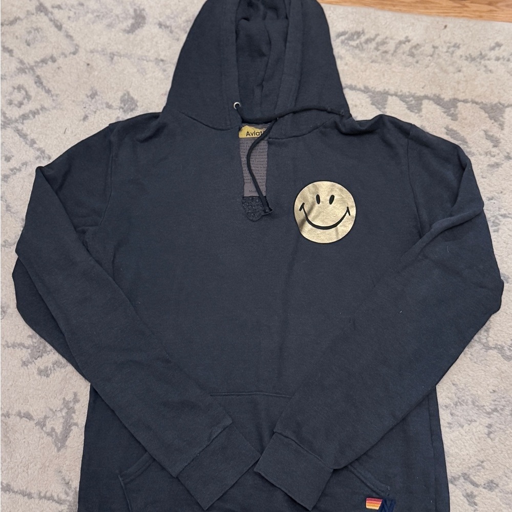 Aviator Nation Black Hoodie with Gold Smiley - Picture 2 of 7